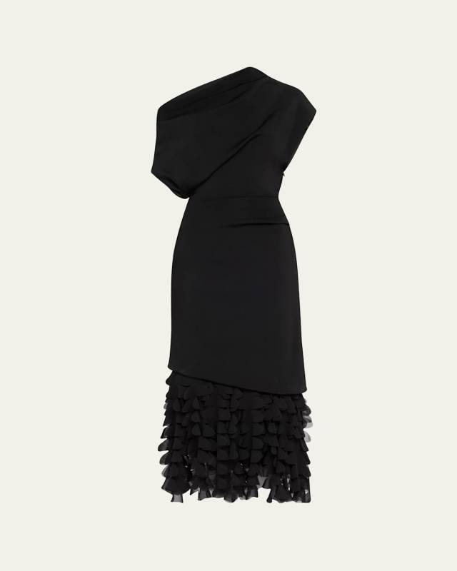 The Lainey Asymmetric Draped 3D Petal Dress